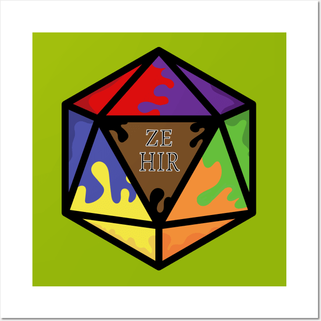 Rainbow Pronoun Pride D20 Ze/Hir Wall Art by BiOurPride